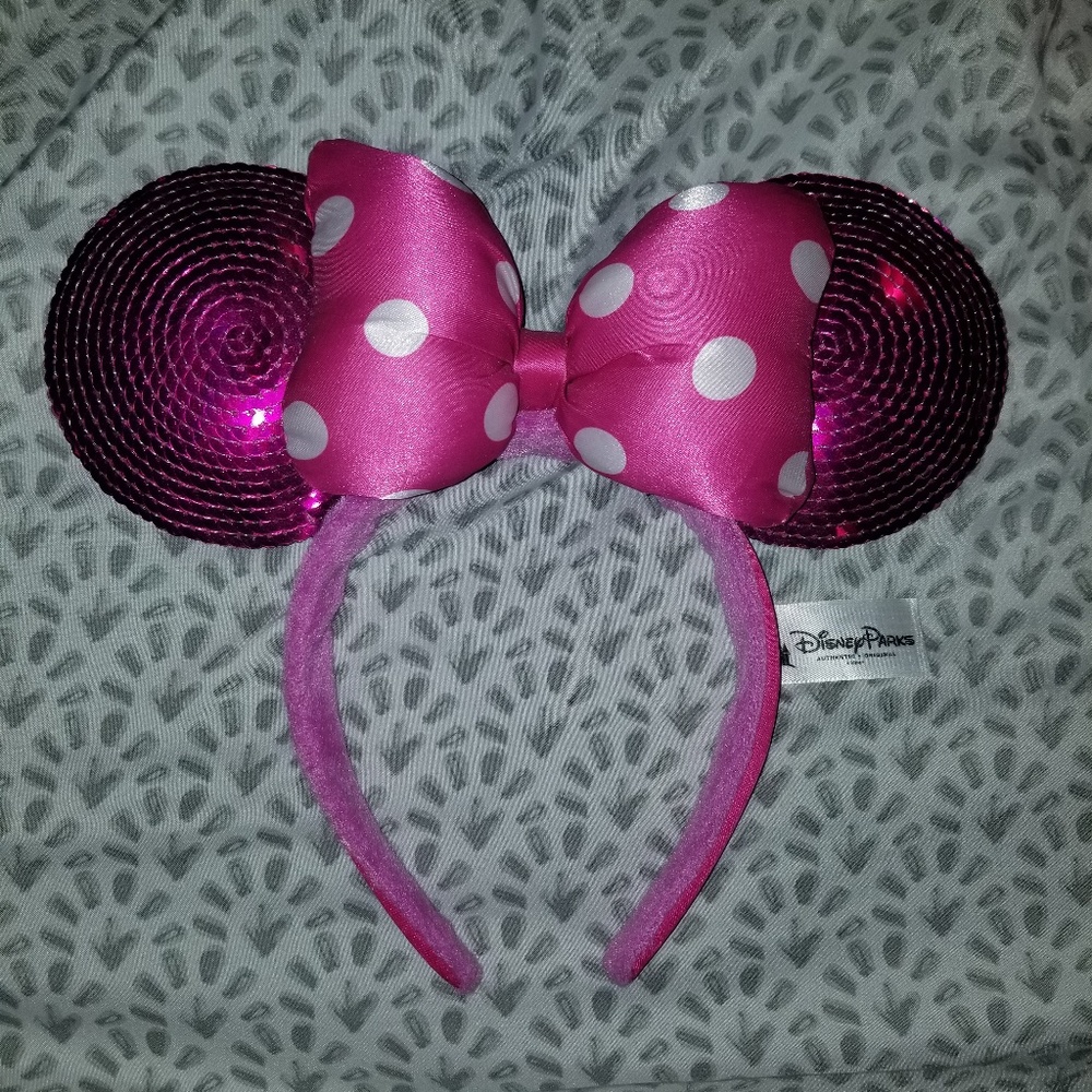 Pink sequin minnie mouse ears headband